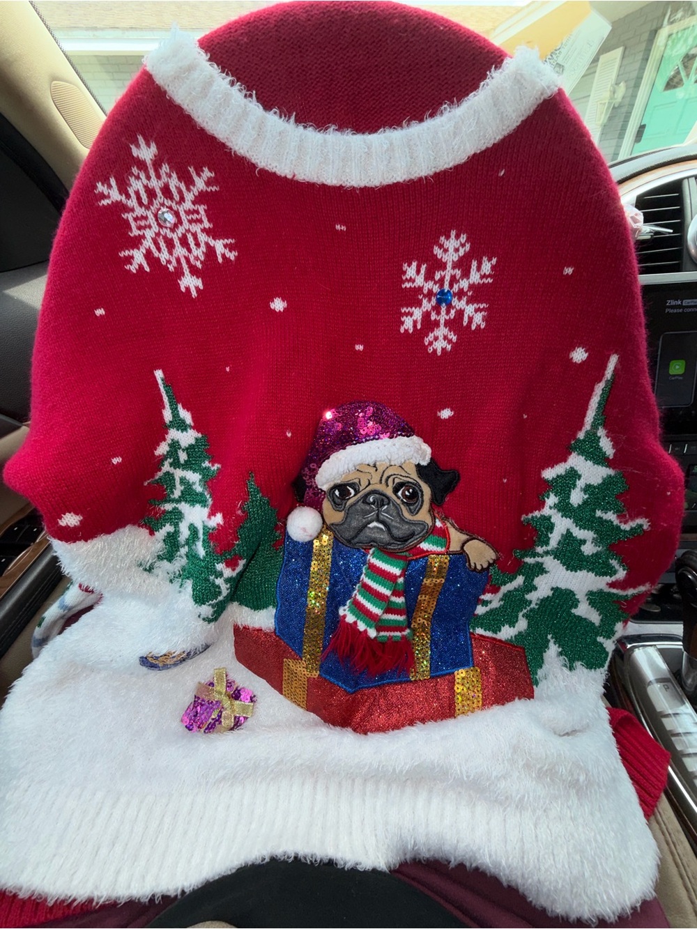 Holiday Pug Dog Sweater - Red